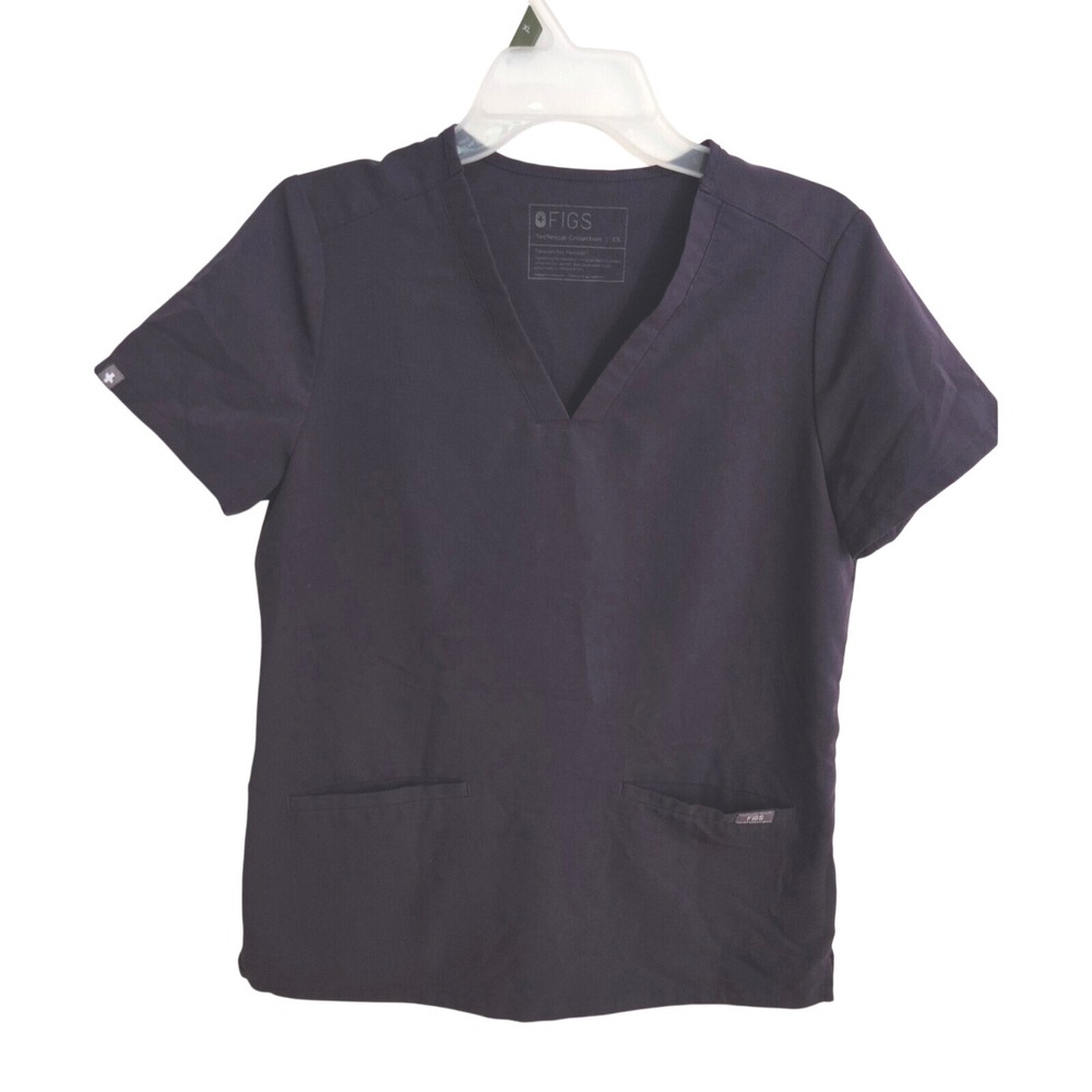 FIGS Technical Collection Scrub Top V-Neck Short Sleeve Purple plum‎ XS